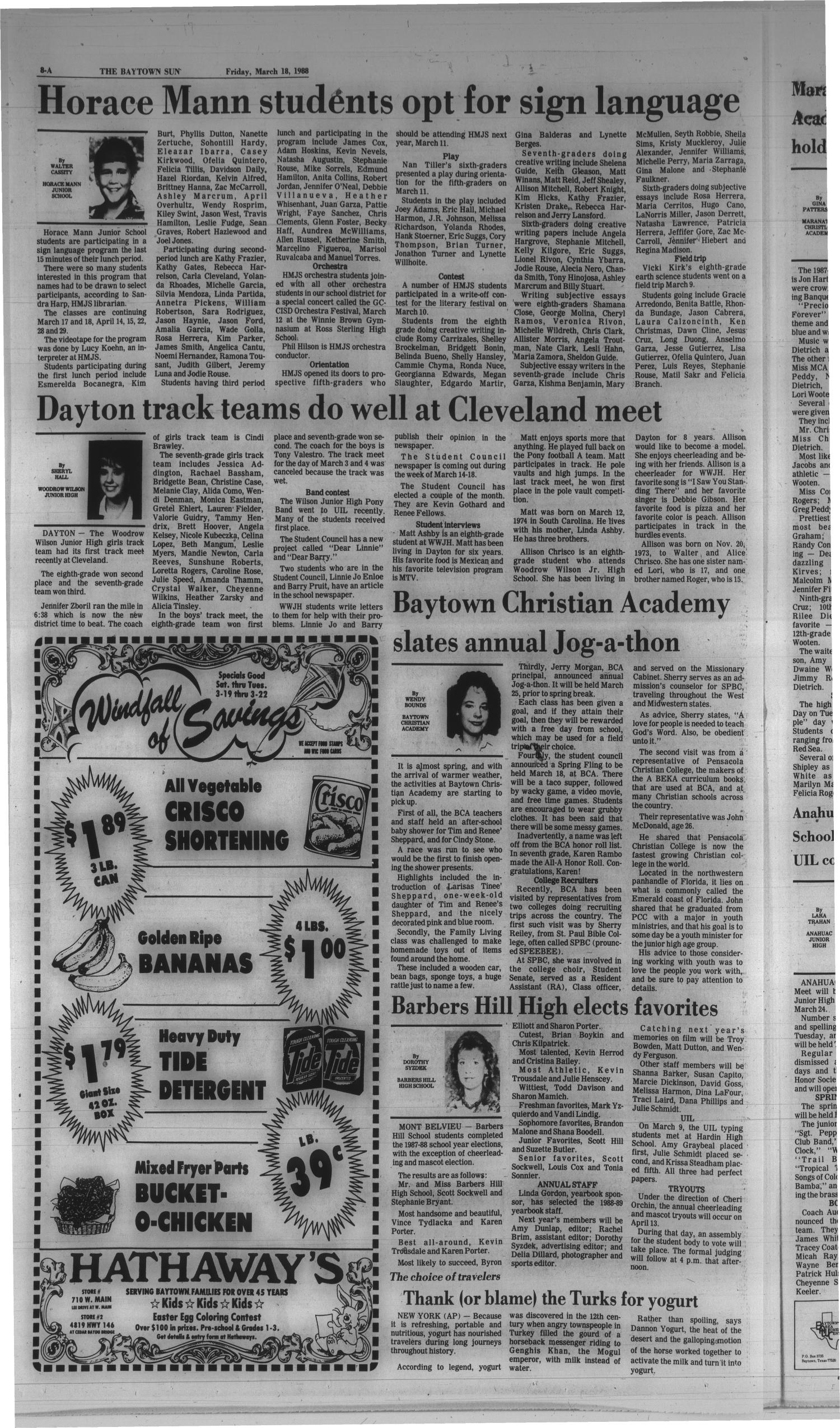 The Baytown Sun (Baytown, Tex.), Vol. 66, No. 119, Ed. 1 Friday, March 18, 1988
                                                
                                                    [Sequence #]: 8 of 24
                                                