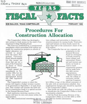 Primary view of object titled 'Texas Fiscal Facts: February 1986'.