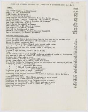Primary view of object titled '[Price List of Books, Pictures, Etc., Available at Lee Museum Shop]'.