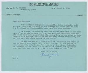 Primary view of object titled '[Letter from T. L. James to I. H. Kempner, March 2, 1944]'.