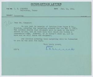 Primary view of object titled '[Letter from G. D. Ulrich to I. H. Kempner, January 14, 1944]'.
