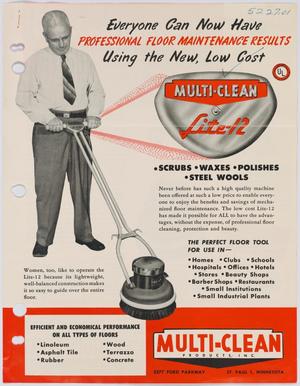 Primary view of object titled '[Advertisement for a Multi-Clean Lite-12 Floor Polisher]'.