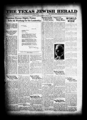 Primary view of object titled 'The Texas Jewish Herald (Houston, Tex.), Vol. 23, No. 10, Ed. 1 Thursday, June 19, 1930'.