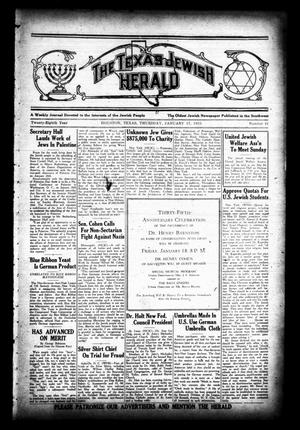 Primary view of object titled 'The Texas Jewish Herald (Houston, Tex.), Vol. 28, No. 41, Ed. 1 Thursday, January 17, 1935'.