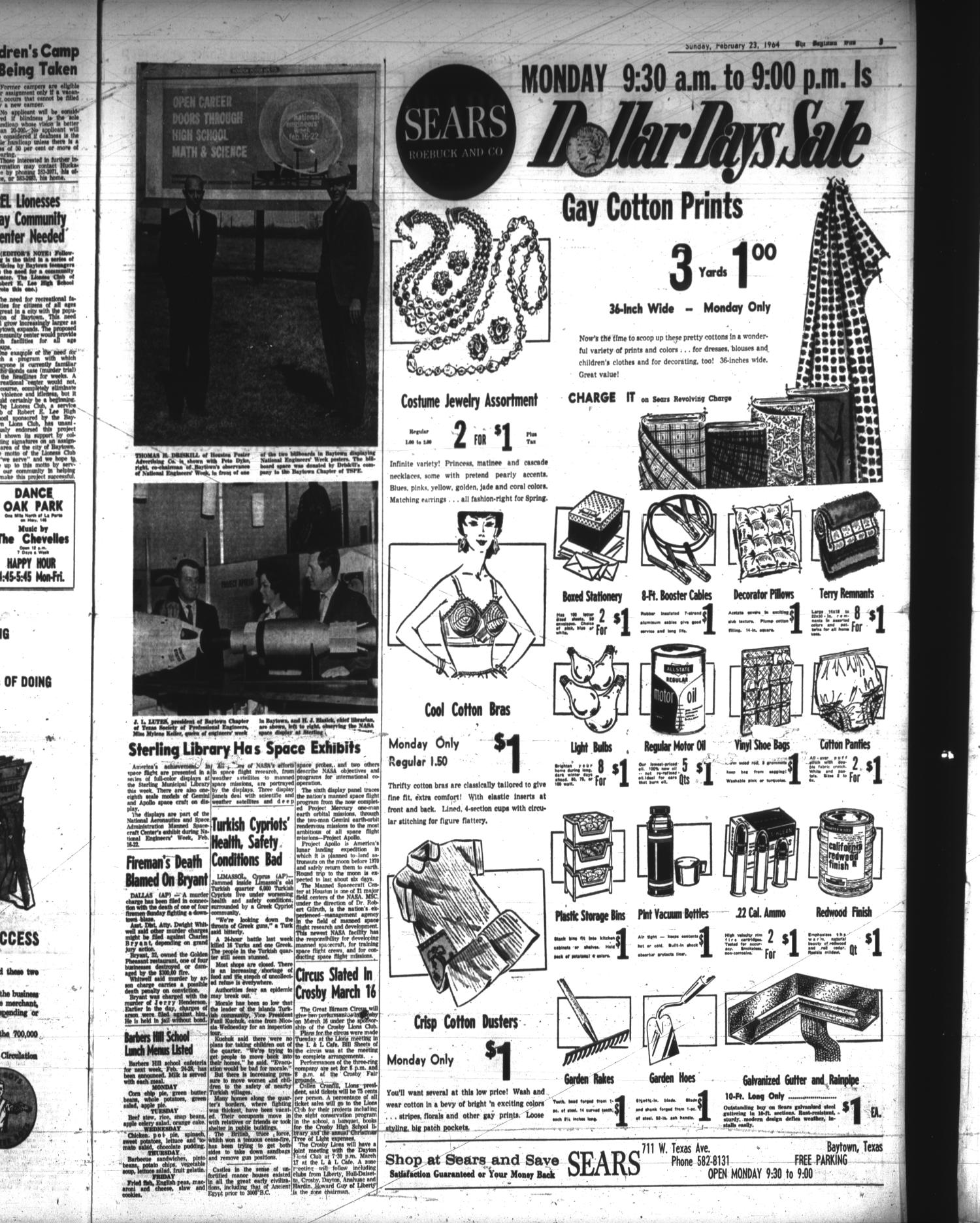 The Baytown Sun (Baytown, Tex.), Vol. 41, No. 158, Ed. 1 Sunday, February 23, 1964
                                                
                                                    [Sequence #]: 3 of 14
                                                
