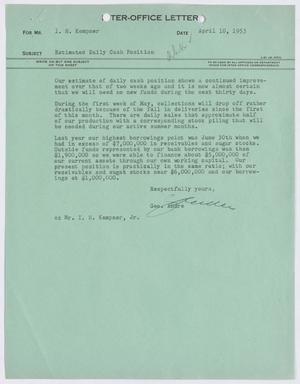 Primary view of object titled '[Letter from George Andre to I. H. Kempner, April 10, 1953]'.