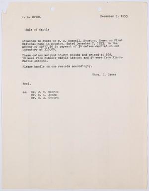 Primary view of object titled '[Letter from T. L. James to G. A. Stirl, December 9, 1953]'.
