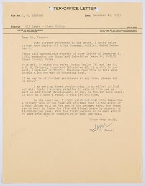 Primary view of object titled '[Letter from T. L. James to I. H. Kempner, December 11, 1953]'.