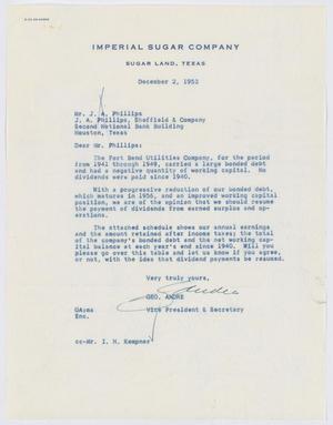 Primary view of object titled '[Letter from George Andre to J. A. Phillips, December 2, 1953]'.