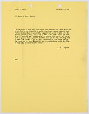 Primary view of object titled '[Letter from I. H. Kempner to Thos. L. James, December 17, 1953]'.
