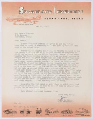 Primary view of object titled '[Letter from Thomas L. James to Harris Kempner, May 11, 1953]'.