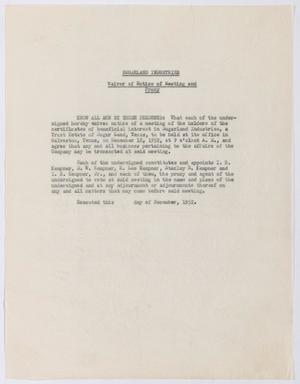 Primary view of object titled '[Waiver of Notice of Meeting and Proxy, December 1952]'.