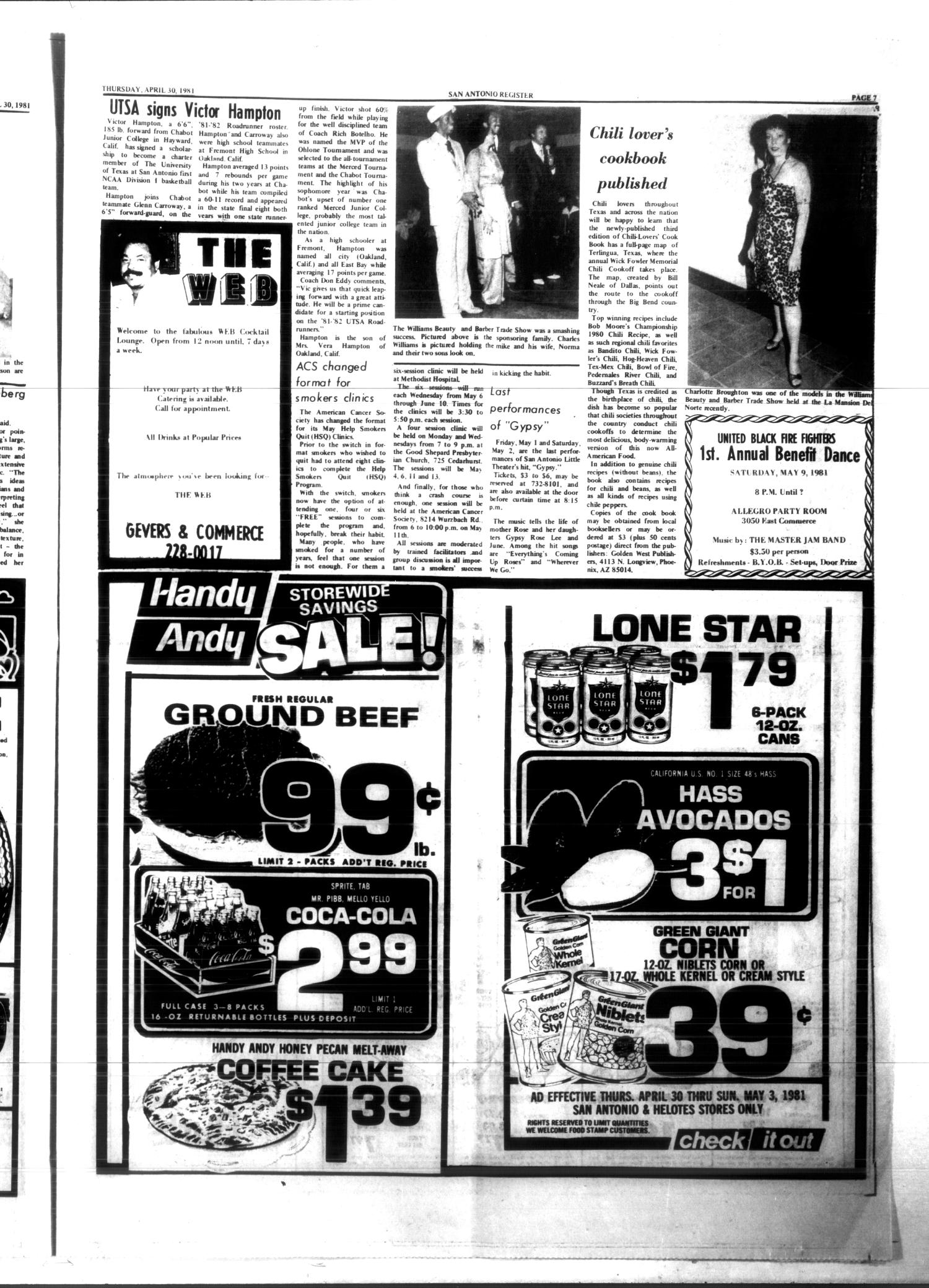 San Antonio Register (San Antonio, Tex.), Vol. 51, No. 4, Ed. 1 Thursday, April 30, 1981
                                                
                                                    [Sequence #]: 7 of 16
                                                