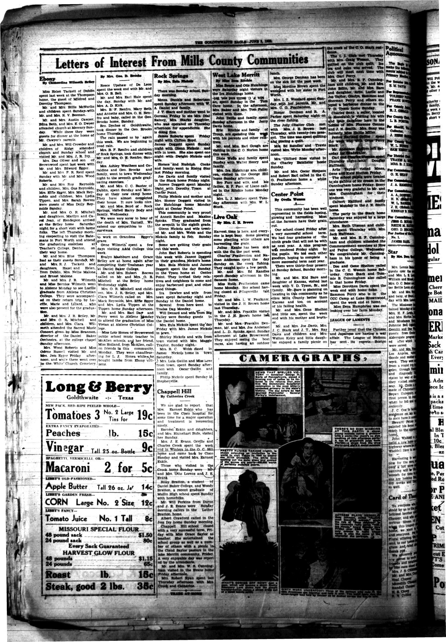 The Goldthwaite Eagle (Goldthwaite, Tex.), Vol. [44], No. 33, Ed. 1 Friday, June 3, 1938
                                                
                                                    [Sequence #]: 4 of 8
                                                