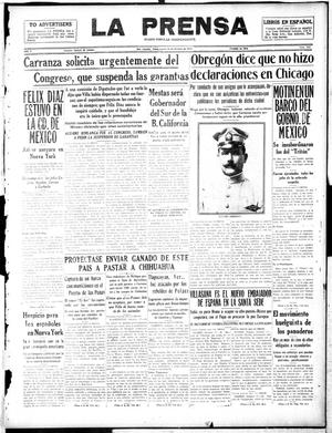 Primary view of object titled 'La Prensa (San Antonio, Tex.), Vol. 5, No. 1067, Ed. 1 Thursday, October 18, 1917'.