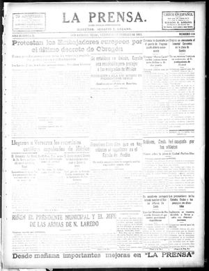 Primary view of object titled 'La Prensa. (San Antonio, Tex.), Vol. 3, No. 118, Ed. 1 Friday, February 26, 1915'.