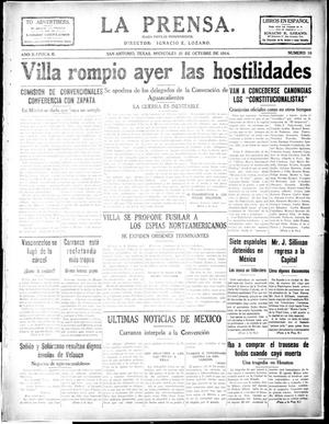 Primary view of object titled 'La Prensa. (San Antonio, Tex.), Vol. 2, No. 10, Ed. 1 Wednesday, October 21, 1914'.