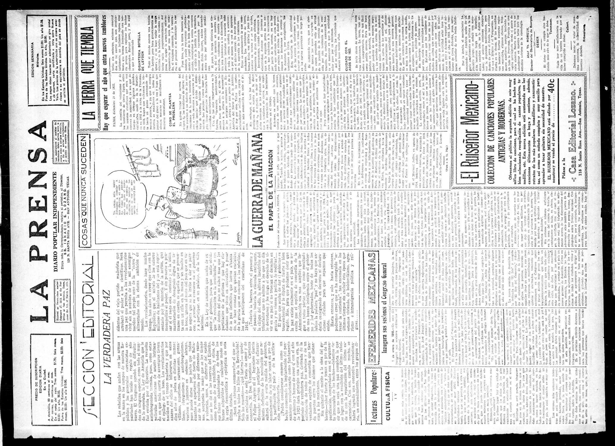 La Prensa (San Antonio, Tex.), Vol. 10, No. 320, Ed. 1 Monday, January 1, 1923
                                                
                                                    [Sequence #]: 3 of 8
                                                