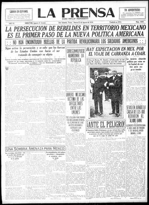 Primary view of object titled 'La Prensa (San Antonio, Tex.), Vol. 6, No. 1655, Ed. 1 Thursday, August 21, 1919'.