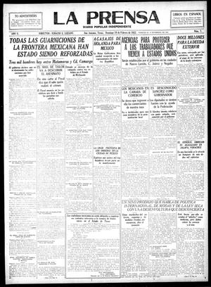 Primary view of object titled 'La Prensa (San Antonio, Tex.), Vol. 10, No. 7, Ed. 1 Sunday, February 19, 1922'.