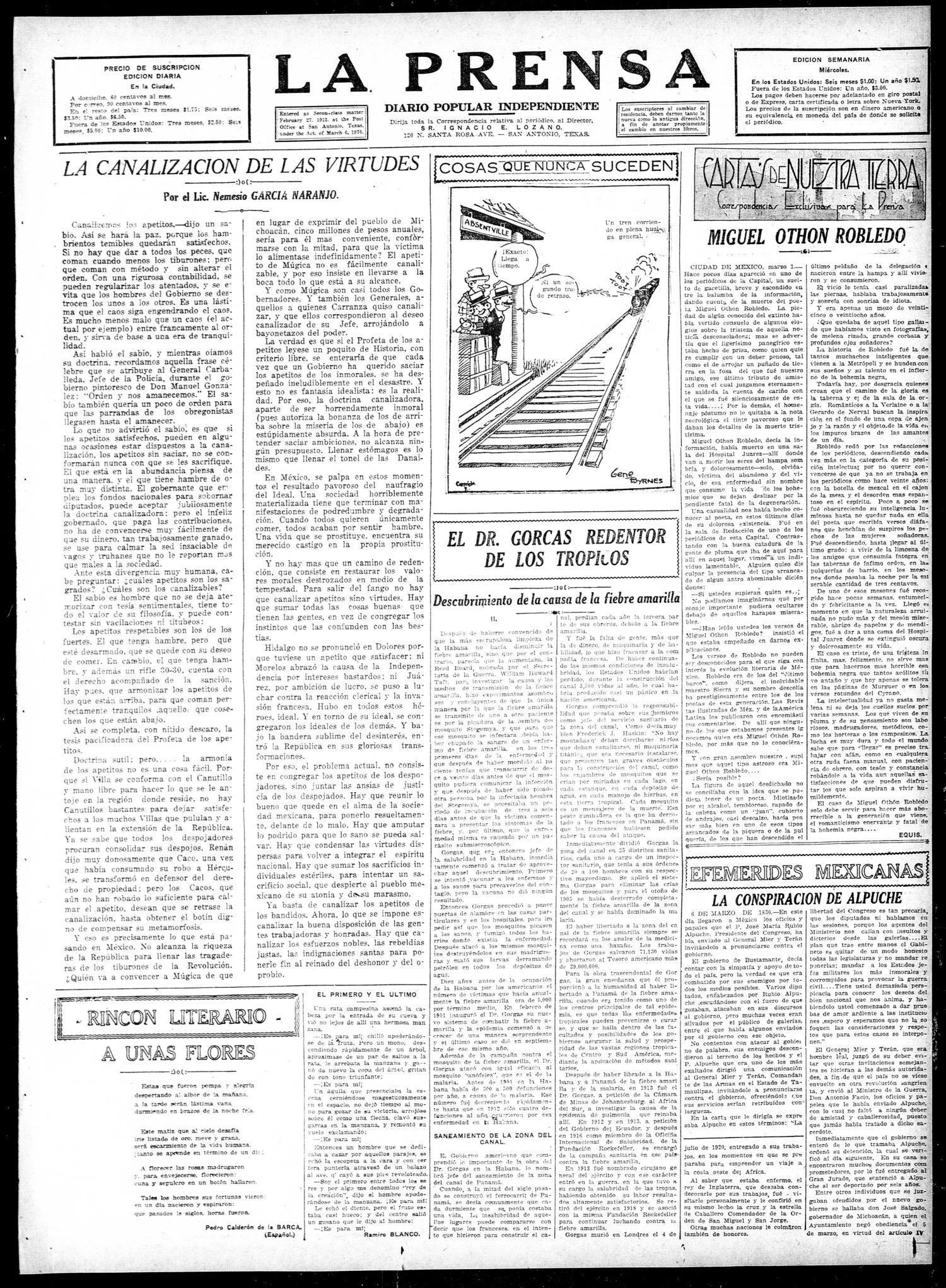 La Prensa (San Antonio, Tex.), Vol. 10, No. 22, Ed. 1 Monday, March 6, 1922
                                                
                                                    [Sequence #]: 3 of 8
                                                