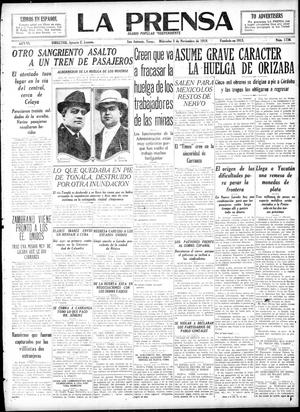 Primary view of object titled 'La Prensa (San Antonio, Tex.), Vol. 6, No. 1730, Ed. 1 Wednesday, November 5, 1919'.