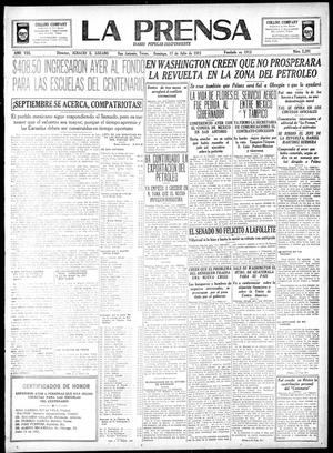 Primary view of object titled 'La Prensa (San Antonio, Tex.), Vol. 8, No. 2,291, Ed. 1 Sunday, July 17, 1921'.