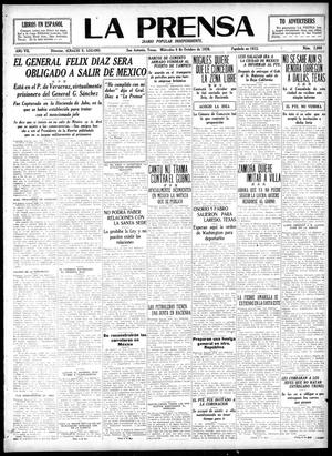 Primary view of object titled 'La Prensa (San Antonio, Tex.), Vol. 7, No. 2,008, Ed. 1 Wednesday, October 6, 1920'.