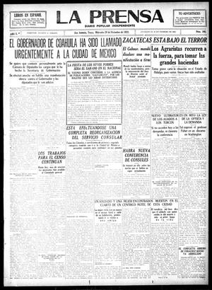 Primary view of object titled 'La Prensa (San Antonio, Tex.), Vol. 10, No. 308, Ed. 1 Wednesday, December 20, 1922'.