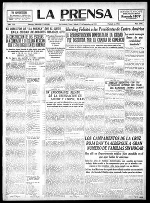 Primary view of object titled 'La Prensa (San Antonio, Tex.), Vol. 8, No. 2349, Ed. 1 Saturday, September 17, 1921'.