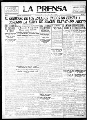 Primary view of object titled 'La Prensa (San Antonio, Tex.), Vol. 10, No. 32, Ed. 1 Thursday, March 16, 1922'.