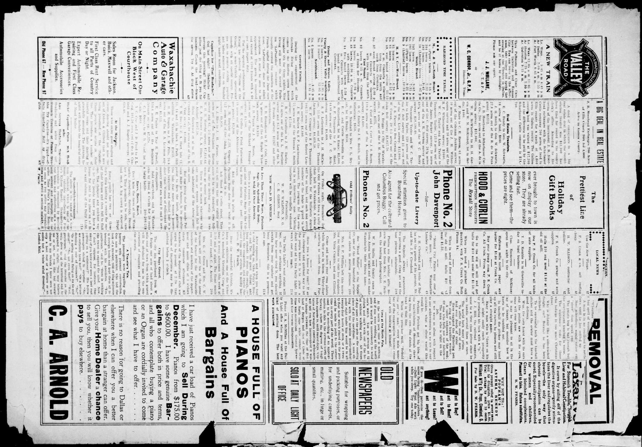 The Waxahachie Daily Light (Waxahachie, Tex.), Vol. 17, No. 208, Ed. 1 Friday, December 3, 1909
                                                
                                                    [Sequence #]: 4 of 4
                                                