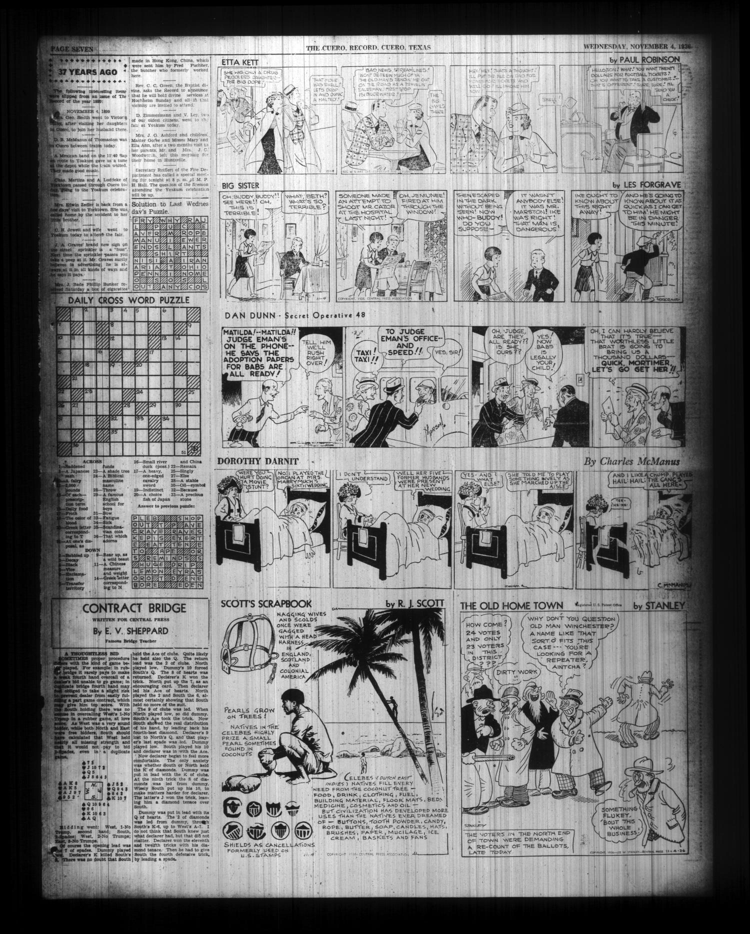 The Cuero Record (Cuero, Tex.), Vol. 42, No. 260, Ed. 1 Wednesday, November 4, 1936
                                                
                                                    [Sequence #]: 7 of 14
                                                