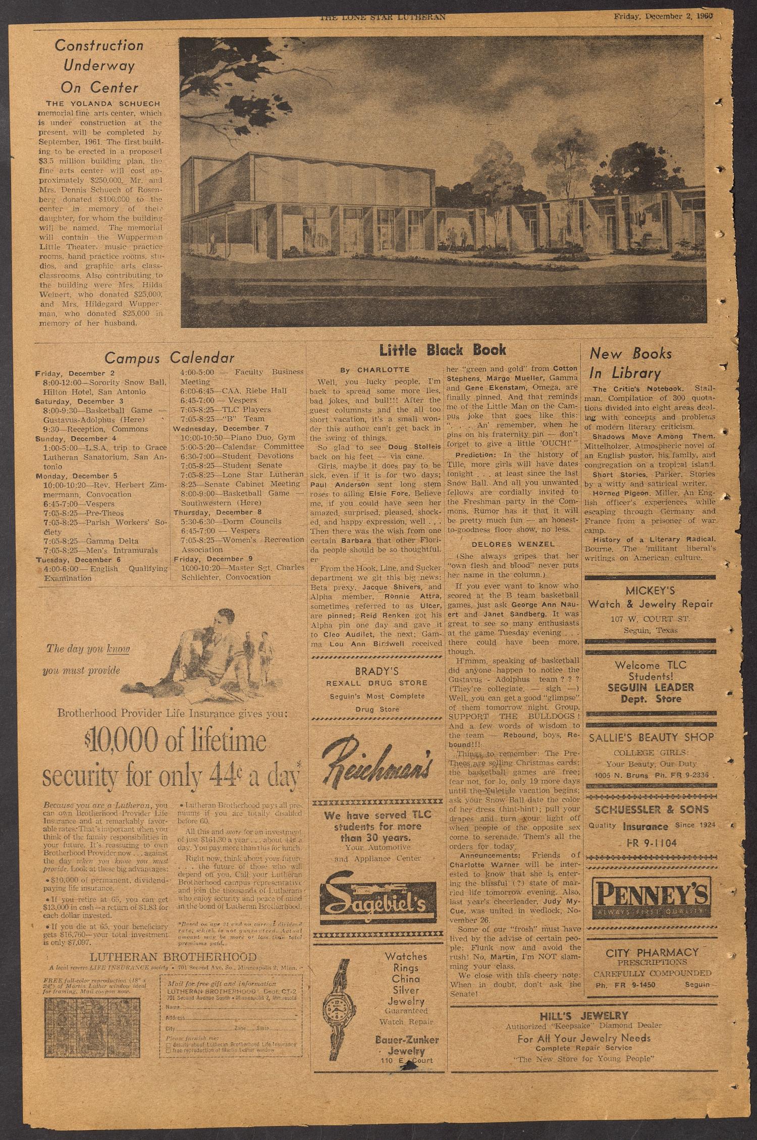 The Lone Star Lutheran (Seguin, Tex.), Vol. 42, No. 11, Ed. 1 Friday, December 2, 1960
                                                
                                                    [Sequence #]: 4 of 4
                                                