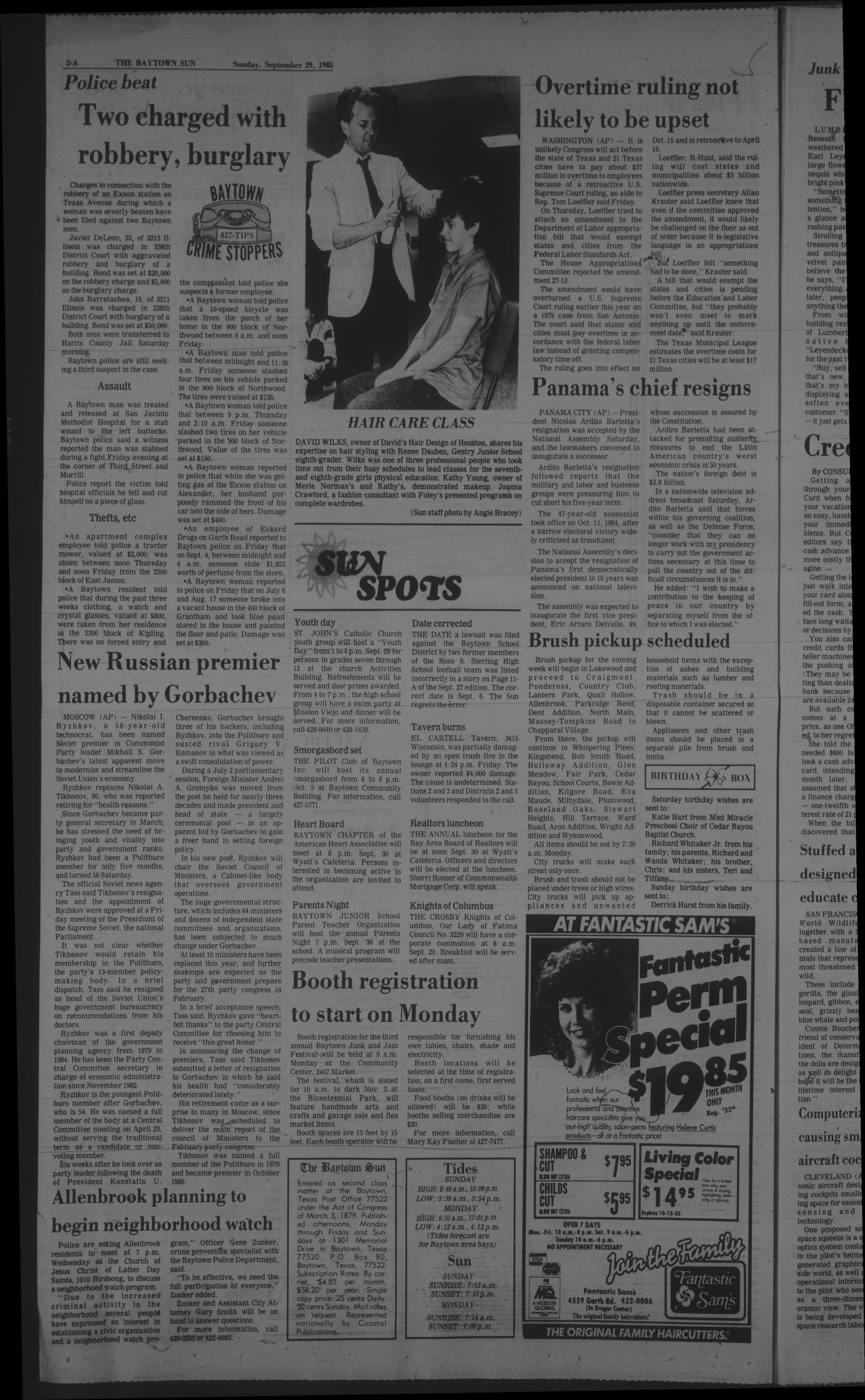 The Baytown Sun (Baytown, Tex.), Vol. 63, No. 284, Ed. 1 Sunday, September 29, 1985
                                                
                                                    [Sequence #]: 2 of 36
                                                