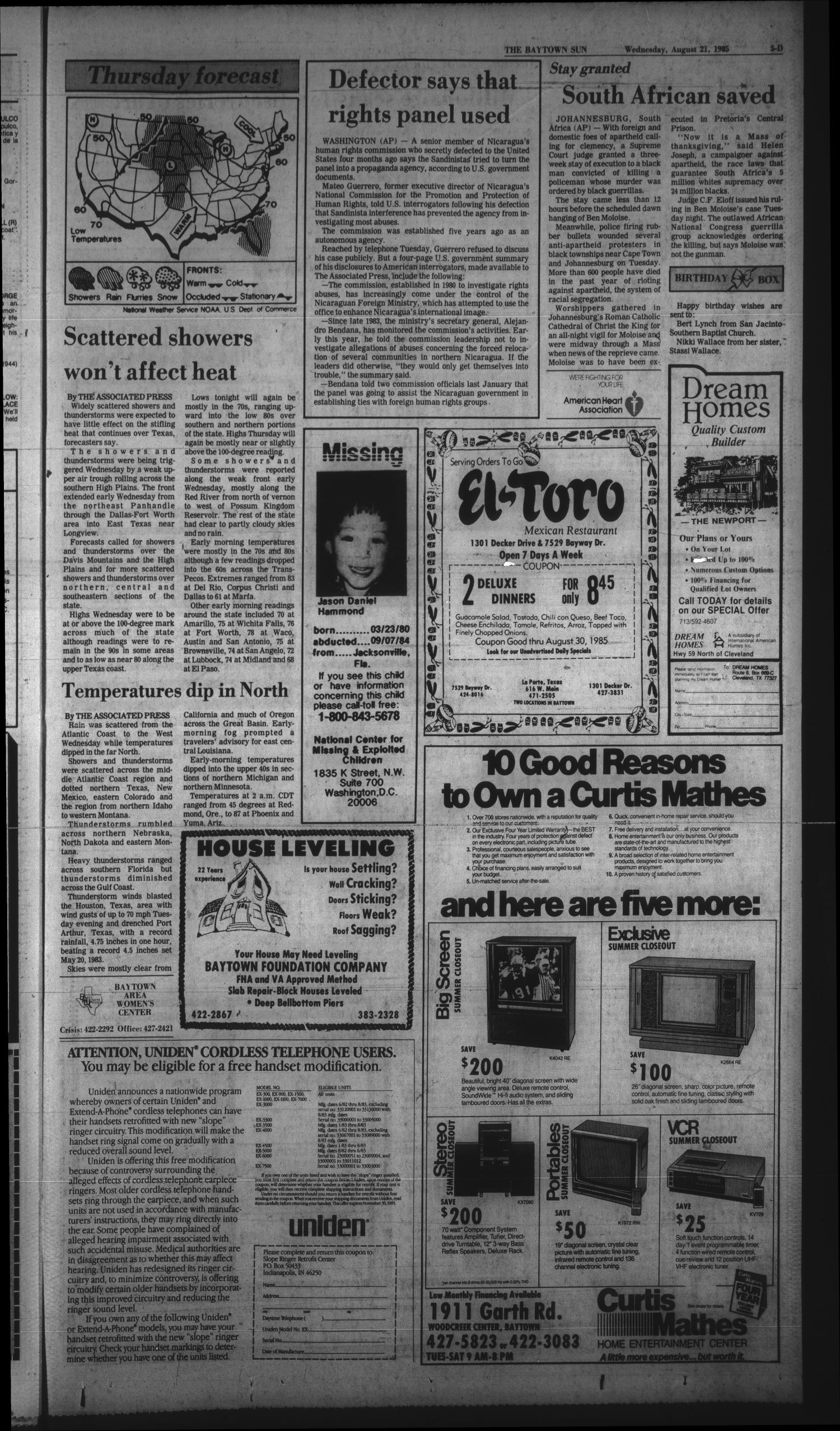 The Baytown Sun (Baytown, Tex.), Vol. 63, No. 251, Ed. 1 Wednesday, August 21, 1985
                                                
                                                    [Sequence #]: 27 of 28
                                                
