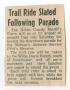 Clipping: [Clipping: Trail Ride Slated Following Parade]