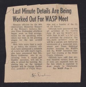 Primary view of object titled '[Clipping: Last Minute Details Are Being Worked Out For WASP Meet]'.