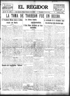 Primary view of object titled 'El Regidor (San Antonio, Tex.), Vol. 24, No. 1230, Ed. 1 Thursday, October 16, 1913'.