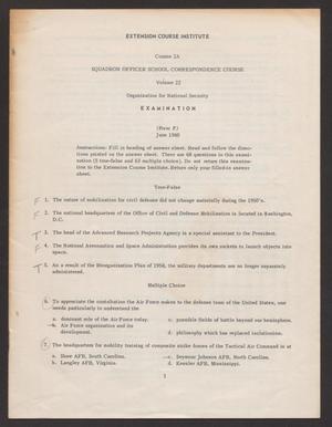Primary view of object titled 'Squadron Officer Correspondence, Course 2A, Volume 22. Organization for National Security'.
