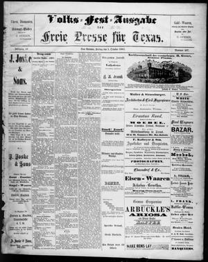 Primary view of object titled 'Freie Presse für Texas. (San Antonio, Tex.), Vol. 19, No. 407, Ed. 1 Friday, October 5, 1883'.