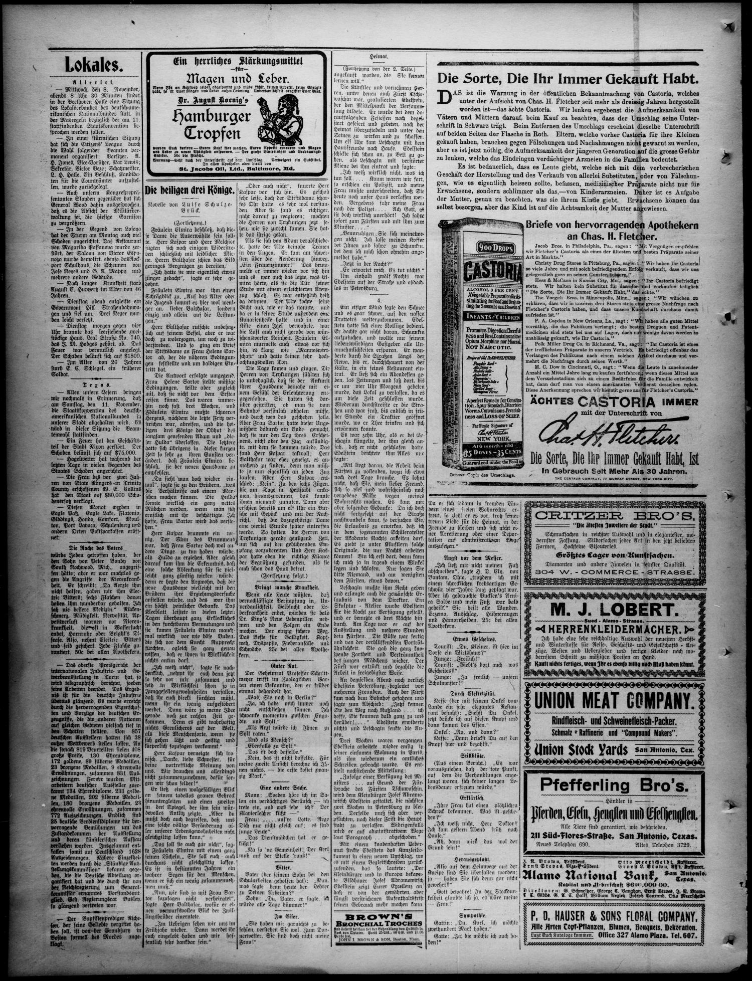 Freie Presse für Texas. (San Antonio, Tex.), Vol. 47, No. 9027, Ed. 1 Wednesday, November 1, 1911
                                                
                                                    [Sequence #]: 4 of 4
                                                