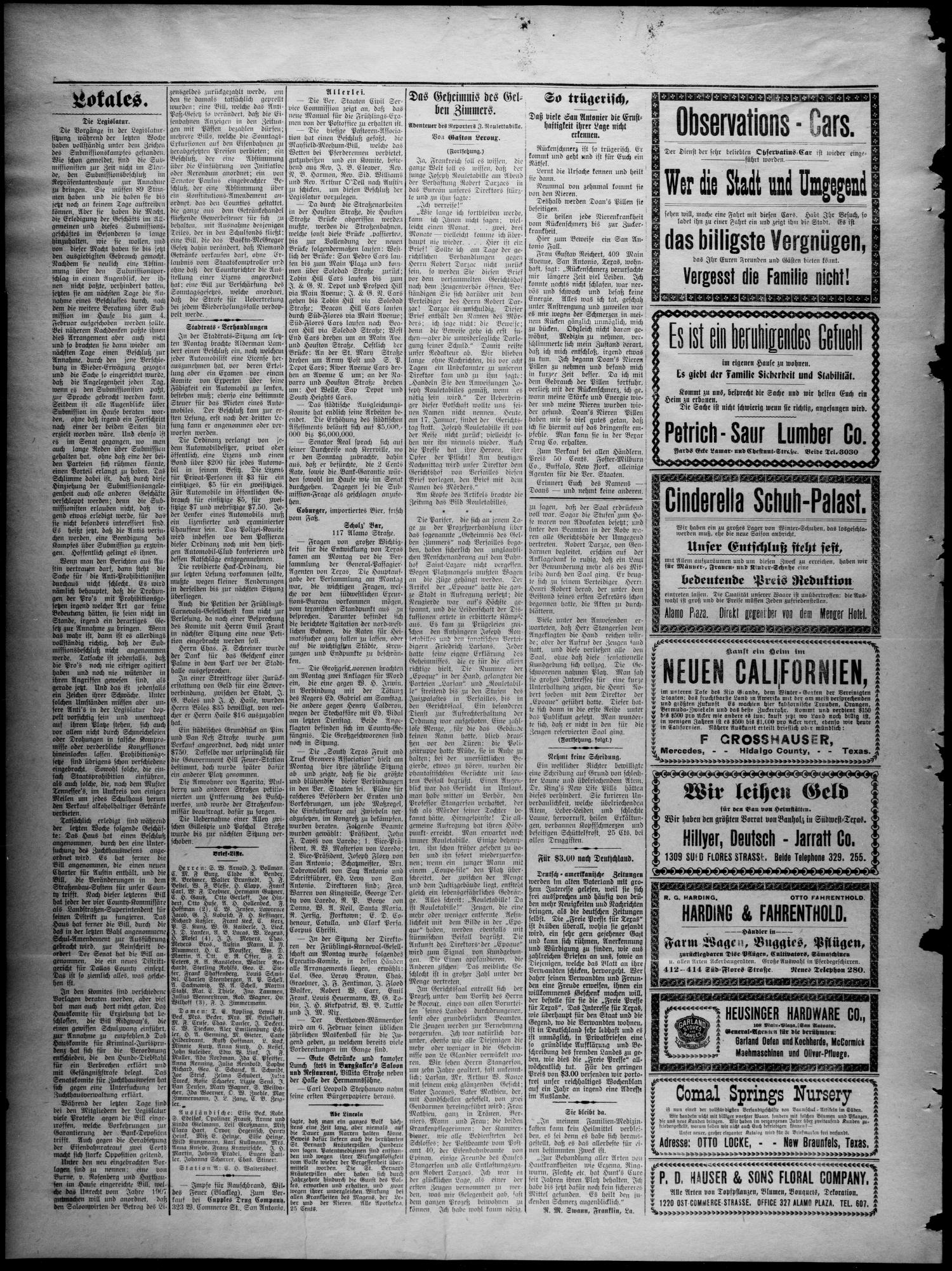 Freie Presse für Texas. (San Antonio, Tex.), Vol. 44, No. 8135, Ed. 1 Tuesday, January 26, 1909
                                                
                                                    [Sequence #]: 4 of 4
                                                