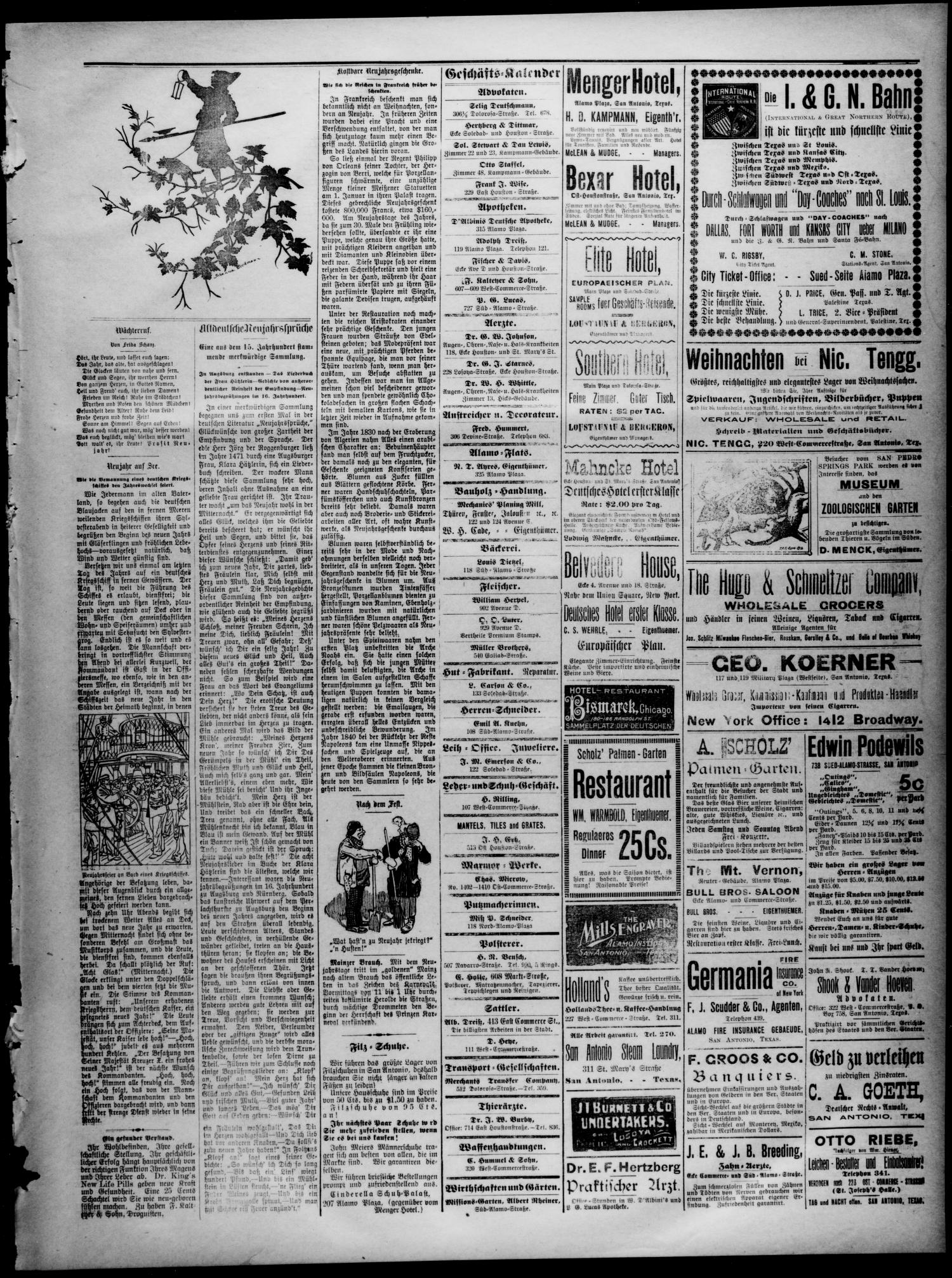 Freie Presse für Texas. (San Antonio, Tex.), Vol. 36, No. 5673, Ed. 1 Wednesday, December 26, 1900
                                                
                                                    [Sequence #]: 3 of 4
                                                