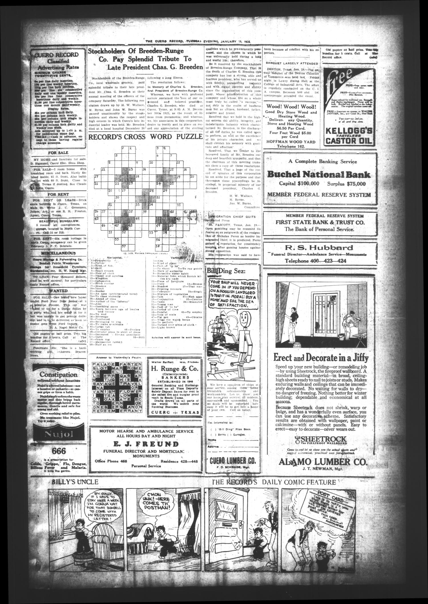 The Cuero Daily Record (Cuero, Tex.), Vol. 64, No. 15, Ed. 1 Tuesday, January 19, 1926
                                                
                                                    [Sequence #]: 3 of 6
                                                
