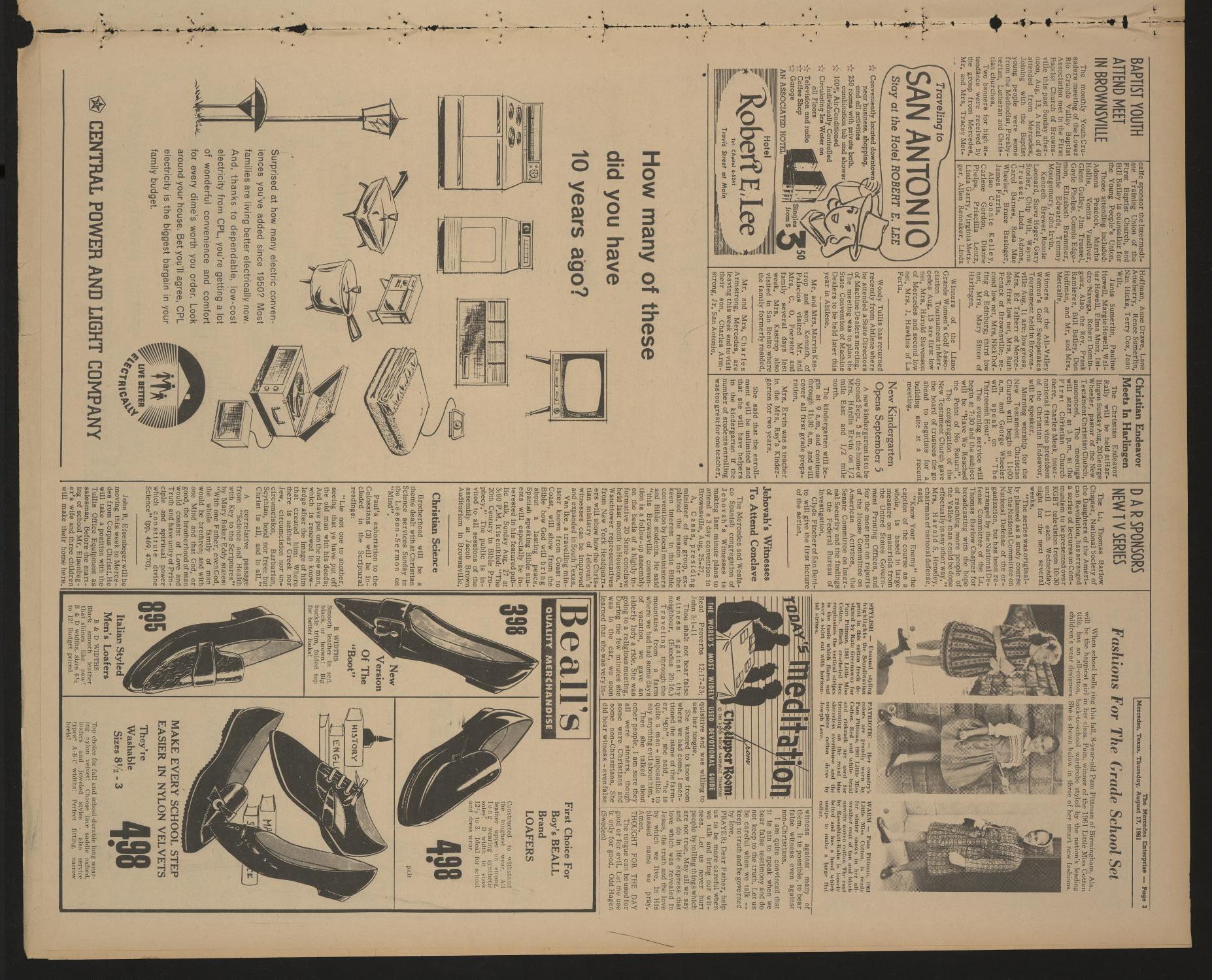 The Mercedes Enterprise (Mercedes, Tex.), Vol. 46, No. 33, Ed. 1 Thursday, August 17, 1961
                                                
                                                    [Sequence #]: 3 of 8
                                                