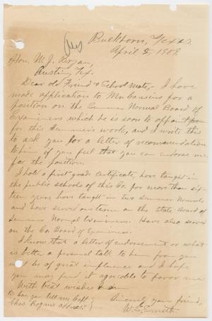 Primary view of object titled '[Letter from W. S. Smith to William John Bryan, April 8, 1909]'.