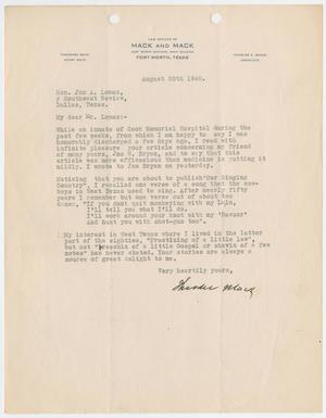 Primary view of object titled '[Letter from Theodore Mack to John A. Lomax, August 20, 1940]'.