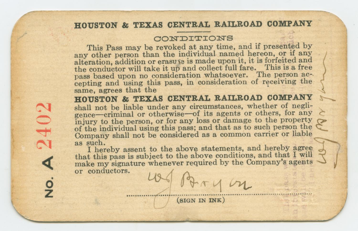 [Houston & Texas Central Railway Pass]
                                                
                                                    [Sequence #]: 2 of 2
                                                