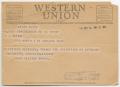 Primary view of [Telegram from Rose Allison Banks to W. J. Bryan, October 14, 1947]